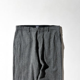 00's GAP チャコールグレー irregular イレギュラー品 アウトレット ワイド ウールフランネル パンツ