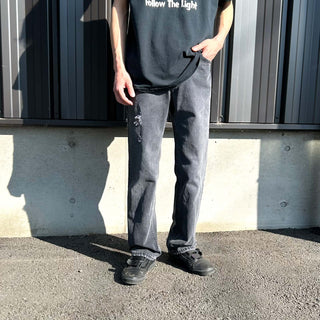 00's LEE ストレート "フェード グレー" ブラック デニム パンツ