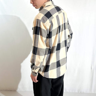 00's RED HEAD ブラック×ホワイト ブロックチェック L/Sネルシャツ