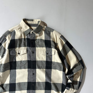 00's RED HEAD ブラック×ホワイト ブロックチェック L/Sネルシャツ