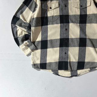 00's RED HEAD ブラック×ホワイト ブロックチェック L/Sネルシャツ