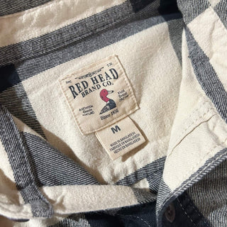 00's RED HEAD ブラック×ホワイト ブロックチェック L/Sネルシャツ