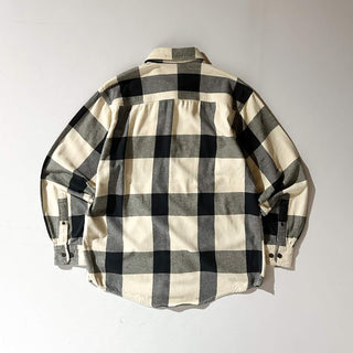 00's RED HEAD ブラック×ホワイト ブロックチェック L/Sネルシャツ