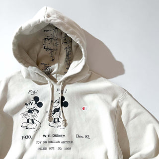 00's champion "OLD Mickey" オフホワイト リバースウィーブ ディズニー キャラクター スウェット パーカ
