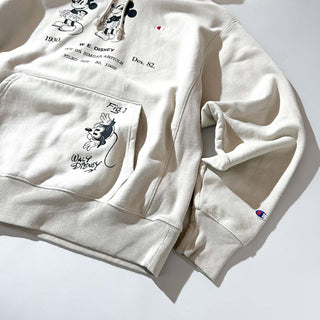 00's champion "OLD Mickey" オフホワイト リバースウィーブ ディズニー キャラクター スウェット パーカ