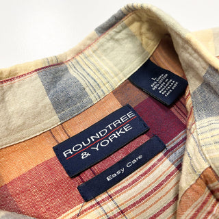 00's "made in BULGARIA" ROUNDTREE & YORKE リネン×コットン チェック S/Sシャツ