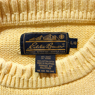 80's～90's Eddie Bauer イエロー コットン ニット セーター