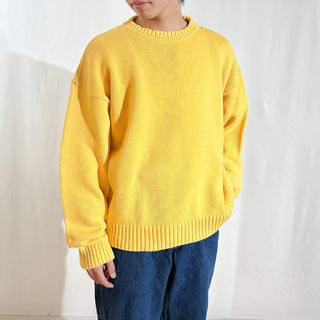 80's～90's Eddie Bauer イエロー コットン ニット セーター