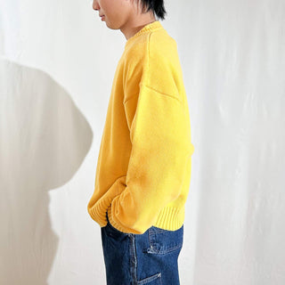 80's～90's Eddie Bauer イエロー コットン ニット セーター