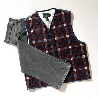 90's J.Crew チェック キルティング ベスト