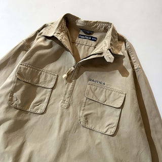 90's NAUTICA マチ付 チンストラップ ハーフジップ プルオーバー ジャケット