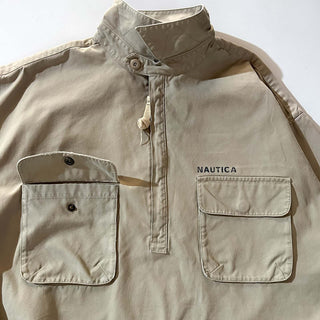 90's NAUTICA マチ付 チンストラップ ハーフジップ プルオーバー ジャケット