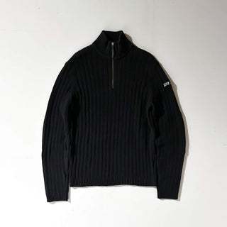 90's～00's Calvin Klein Jeans ブラック リブ編み ハーフジップ ニット セーター