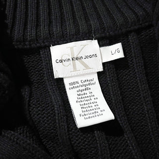 90's～00's Calvin Klein Jeans ブラック リブ編み ハーフジップ ニット セーター