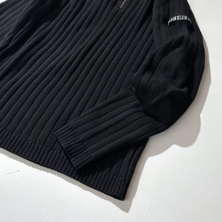 90's～00's Calvin Klein Jeans ブラック リブ編み ハーフジップ ニット セーター