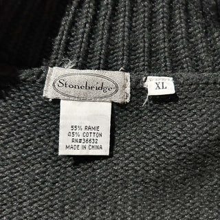 90's～00's stonebridge リネン×コットン 袖プリント シマウマ アニマル ドライバーズタイプ ニット セーター
