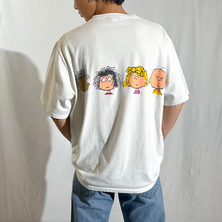 90's "made in USA" changes "BAD HAIR DAY !" peanuts キャラクター 両面プリント Tシャツ