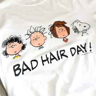 90's "made in USA" changes "BAD HAIR DAY !" peanuts キャラクター 両面プリント Tシャツ