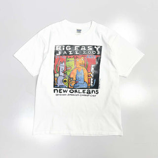 00's GILDAN BIG HEAD ジャズ プリントTシャツ