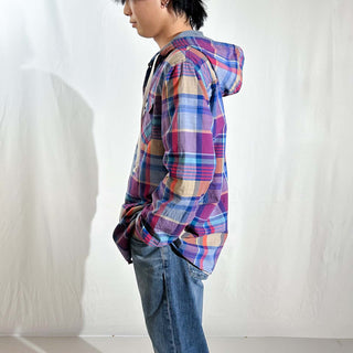 MOSSIMO フーデッド マドラスチェック L/Sシャツ