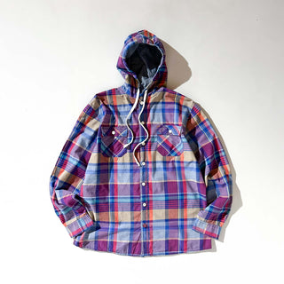 MOSSIMO フーデッド マドラスチェック L/Sシャツ