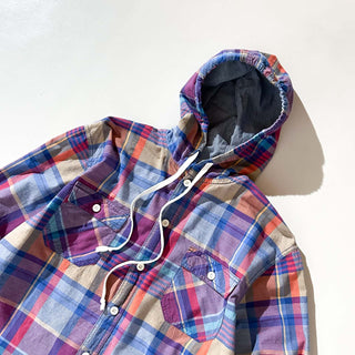 MOSSIMO フーデッド マドラスチェック L/Sシャツ