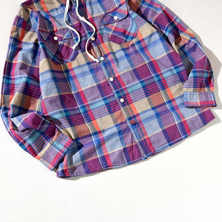 MOSSIMO フーデッド マドラスチェック L/Sシャツ