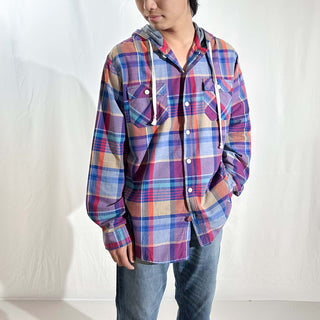 MOSSIMO フーデッド マドラスチェック L/Sシャツ