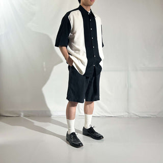 00's Van Heusen ブラック×ホワイト レギュラーカラー S/Sシャツ