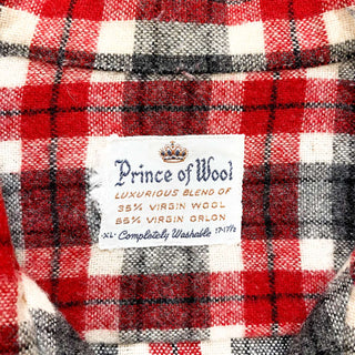 60's～ prince of wool "vintage" ウール×アクリル オープンカラー チェック L/Sシャツ