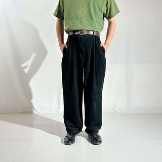 90's～ "made in SINGAPORE" OLD RALPH LAUREN ブラック 2タック コーデュロイ パンツ