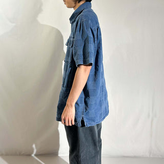 00's FREE ASSEMBLY インディゴブルー パッチワーク S/Sシャツ