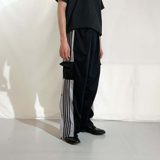 90's～00's GENERATION ONE ブラック×グレー ドローコード カーゴタイプ スナップ トラック パンツ