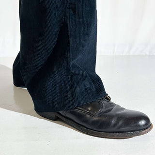 90's J.Crew ダークネイビー 2タック コーデュロイ ワイド パンツ