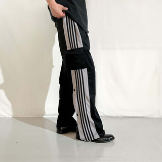 90's～00's GENERATION ONE ブラック×グレー ドローコード カーゴタイプ スナップ トラック パンツ