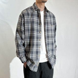 ～90's ブラック×ホワイト チェック L/Sシャツ