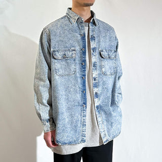 80's "made in USA" Carhartt ケミカルウォッシュ デニム L/Sシャツ