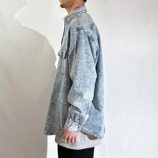 80's "made in USA" Carhartt ケミカルウォッシュ デニム L/Sシャツ