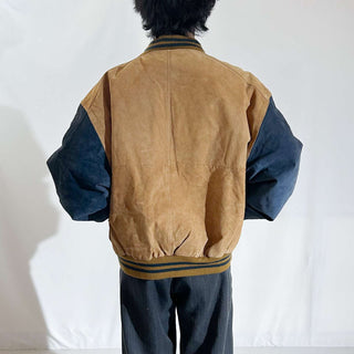 90's～00's FREE COUNTRY 2トーン キルティング レザー ブルゾン ジャケット