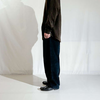90's J.Crew ダークネイビー 2タック コーデュロイ ワイド パンツ