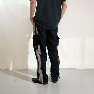 90's～00's GENERATION ONE ブラック×グレー ドローコード カーゴタイプ スナップ トラック パンツ