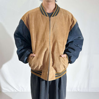 90's～00's FREE COUNTRY 2トーン キルティング レザー ブルゾン ジャケット