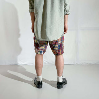 90's～ OLD RALPH LAUREN ドローコード パッチワーク マドラス ワイド ショーツ