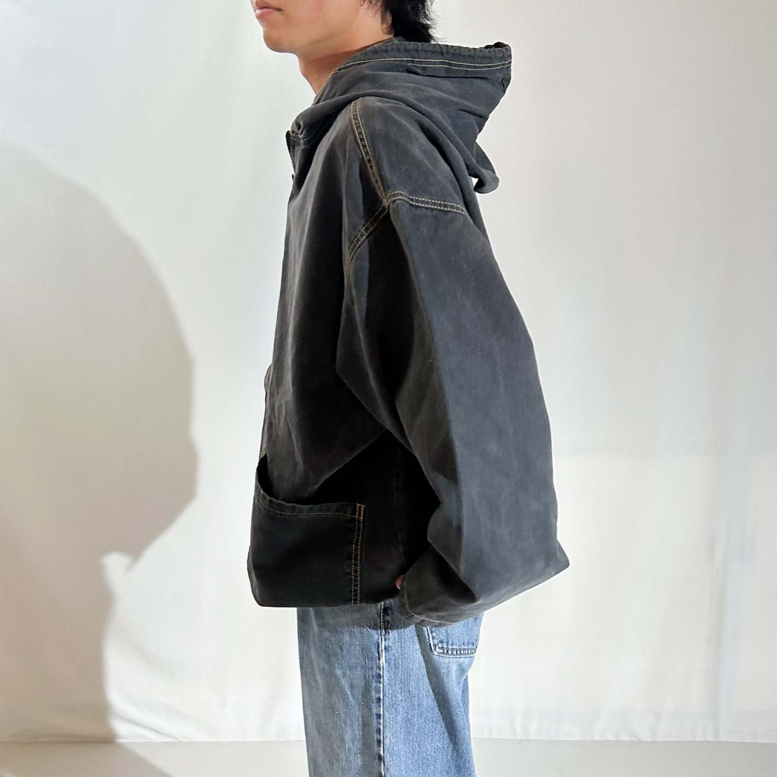 古着–90's anchor blue ブラック デニム フーディー ジャケット