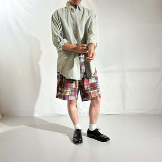 90's～ OLD RALPH LAUREN ドローコード パッチワーク マドラス ワイド ショーツ