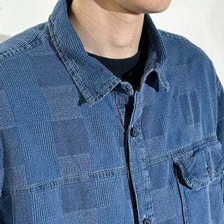 00's FREE ASSEMBLY インディゴブルー パッチワーク S/Sシャツ