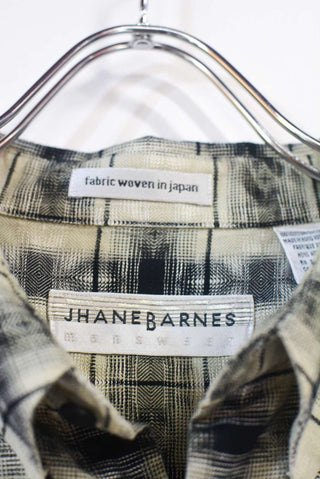 80's～ JHANE BARNES シャドーチェック風 総柄 L/S スナップダウンシャツ