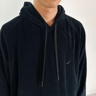 00's NAUTICA ブラック ベロア スウェット パーカ