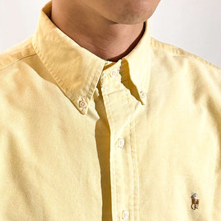 90's～ OLD RALPH LAUREN クリームイエロー ボタンダウン L/Sシャツ