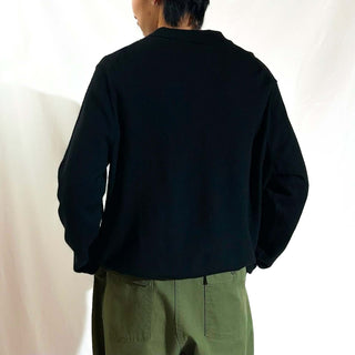 90's～ OLD RALPH LAUREN "merino wool" ブラック ニット L/Sポロシャツ